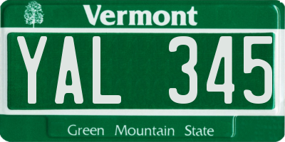 VT license plate YAL345