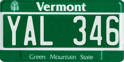 VT license plate YAL346