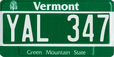 VT license plate YAL347