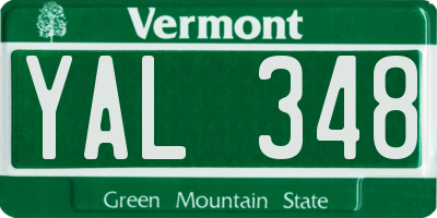 VT license plate YAL348