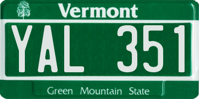 VT license plate YAL351