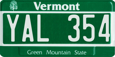 VT license plate YAL354