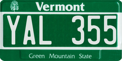 VT license plate YAL355