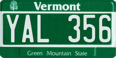 VT license plate YAL356