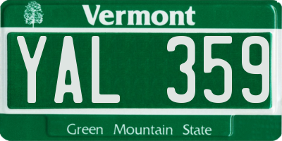 VT license plate YAL359