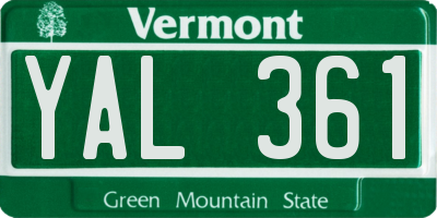 VT license plate YAL361