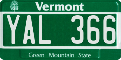 VT license plate YAL366