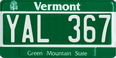 VT license plate YAL367