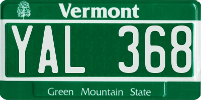 VT license plate YAL368