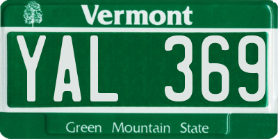 VT license plate YAL369