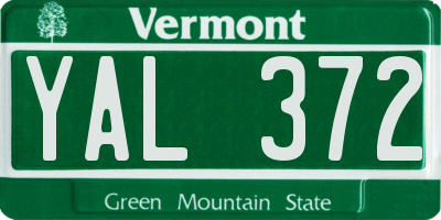 VT license plate YAL372