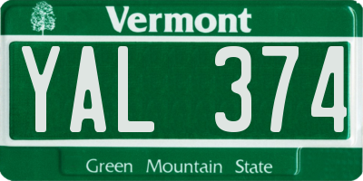 VT license plate YAL374