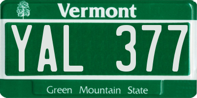 VT license plate YAL377