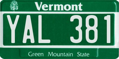 VT license plate YAL381