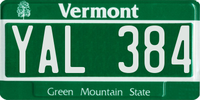 VT license plate YAL384