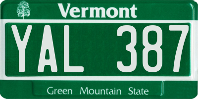 VT license plate YAL387
