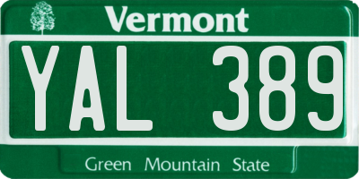 VT license plate YAL389