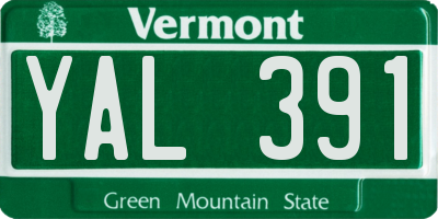 VT license plate YAL391