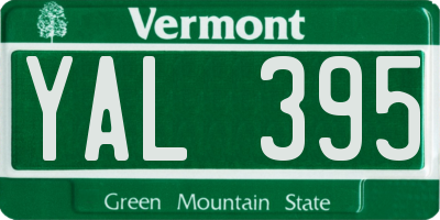 VT license plate YAL395