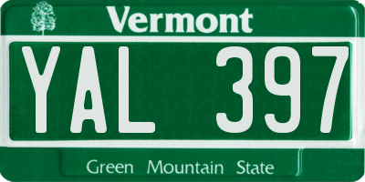 VT license plate YAL397