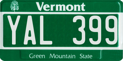 VT license plate YAL399