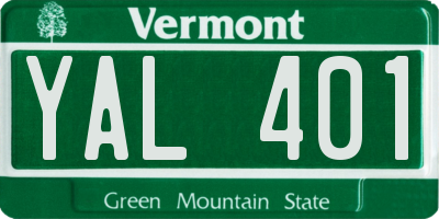 VT license plate YAL401
