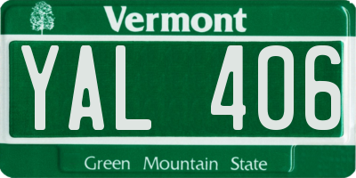 VT license plate YAL406