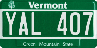 VT license plate YAL407