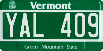VT license plate YAL409