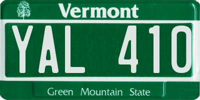 VT license plate YAL410