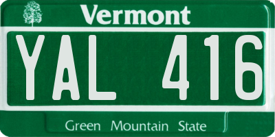 VT license plate YAL416