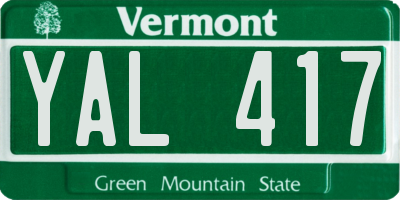 VT license plate YAL417