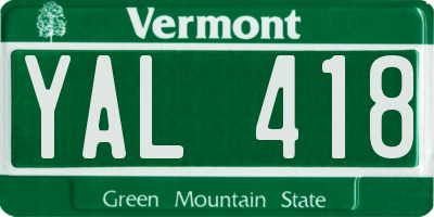 VT license plate YAL418