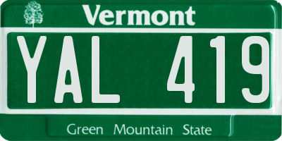 VT license plate YAL419