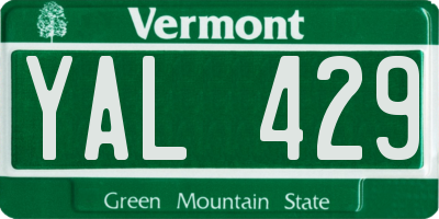 VT license plate YAL429