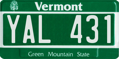 VT license plate YAL431