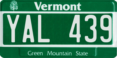 VT license plate YAL439