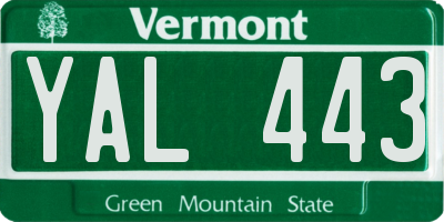 VT license plate YAL443