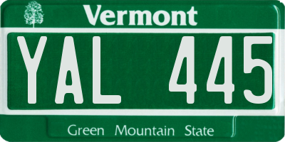 VT license plate YAL445