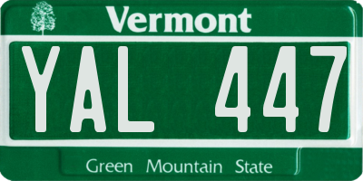 VT license plate YAL447