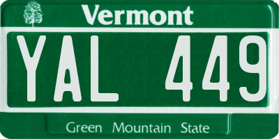 VT license plate YAL449