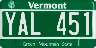 VT license plate YAL451