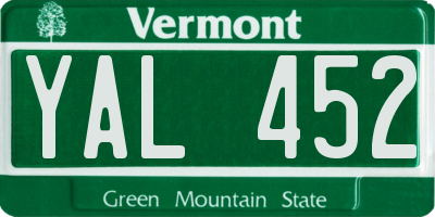 VT license plate YAL452