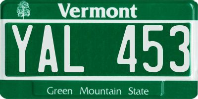 VT license plate YAL453