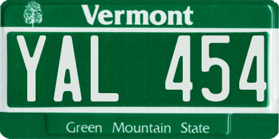 VT license plate YAL454