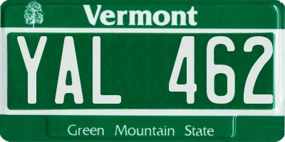VT license plate YAL462