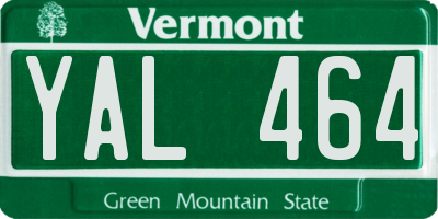 VT license plate YAL464