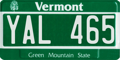 VT license plate YAL465