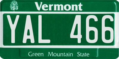 VT license plate YAL466