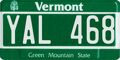 VT license plate YAL468
